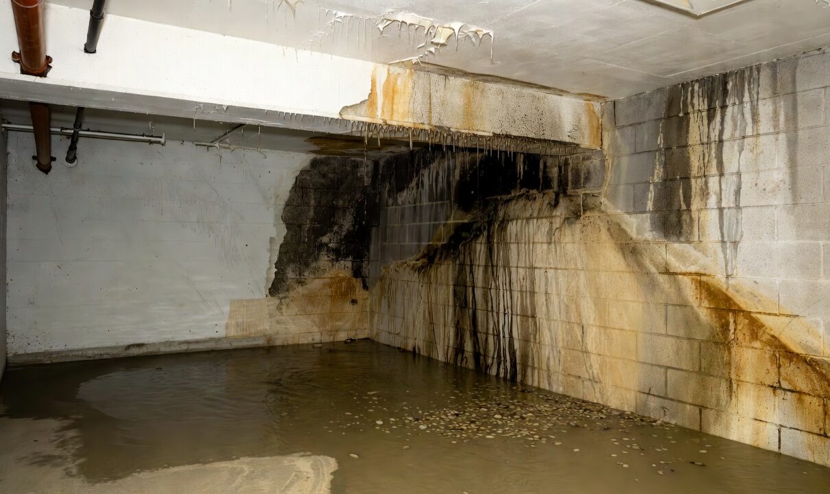 Basement water damage cleanup after flooding