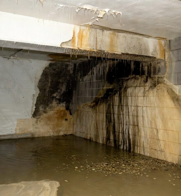 Basement water damage cleanup after flooding