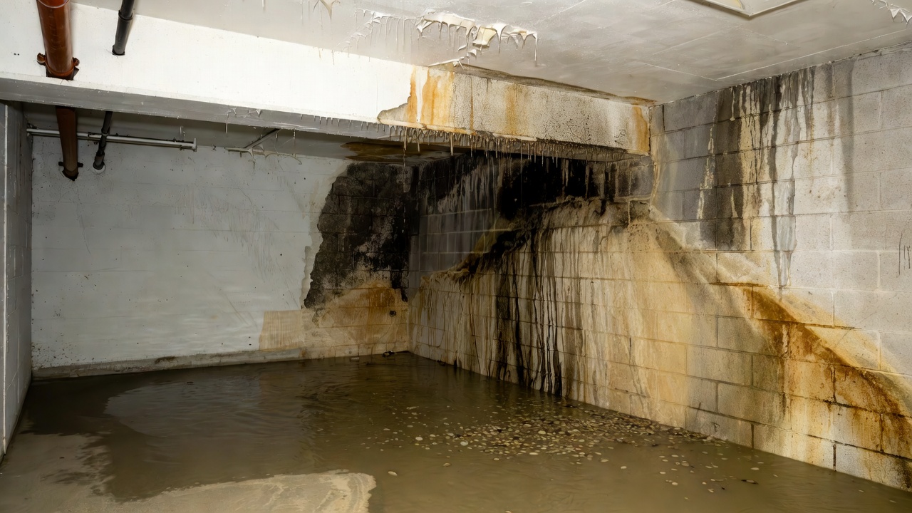 Basement water damage cleanup after flooding